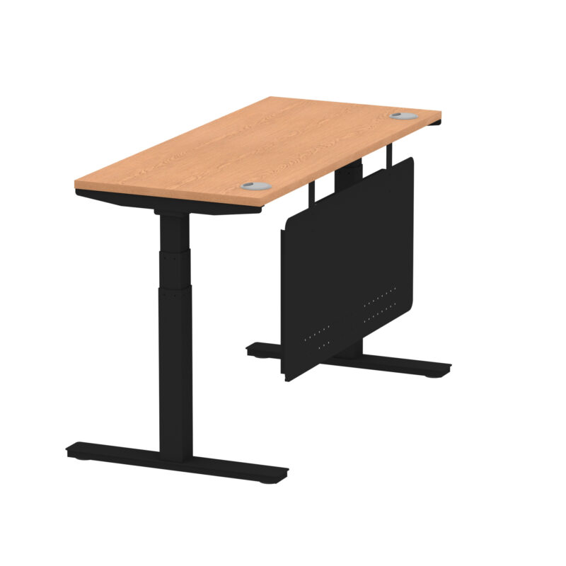 Brisk Height Adjustable Slimline Desk With Cable Ports With Steel Modesty Panel - Image 117