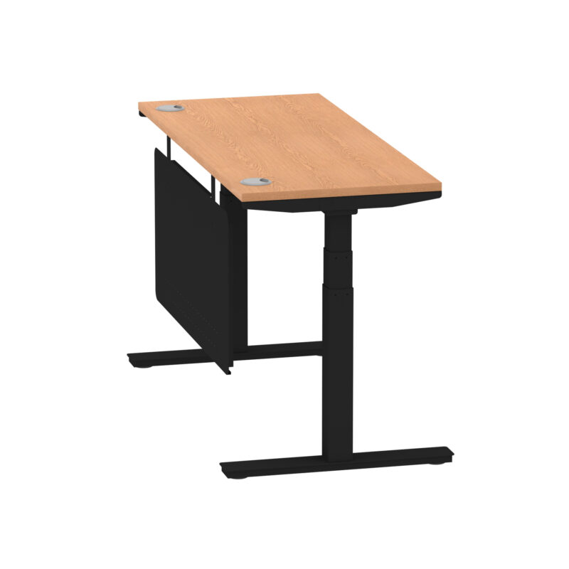 Brisk Height Adjustable Slimline Desk With Cable Ports With Steel Modesty Panel - Image 120