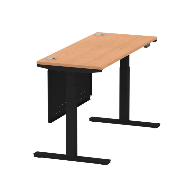 Brisk Height Adjustable Slimline Desk With Cable Ports With Steel Modesty Panel - Image 121