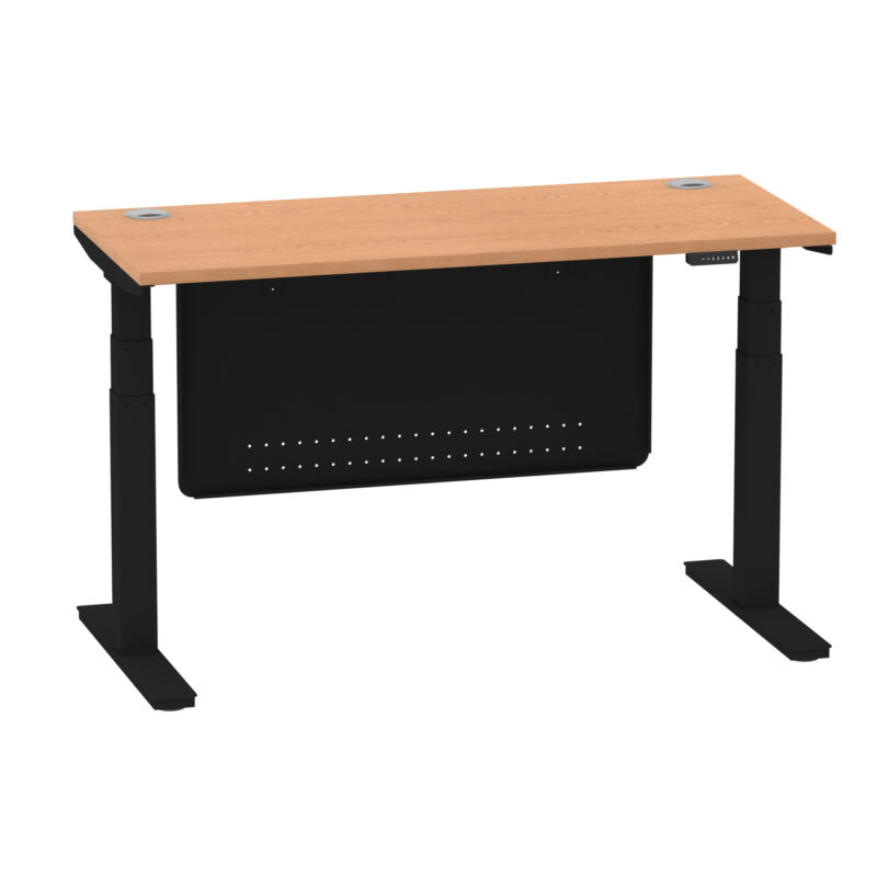 Brisk Height Adjustable Slimline Desk With Cable Ports With Steel Modesty Panel - Image 122