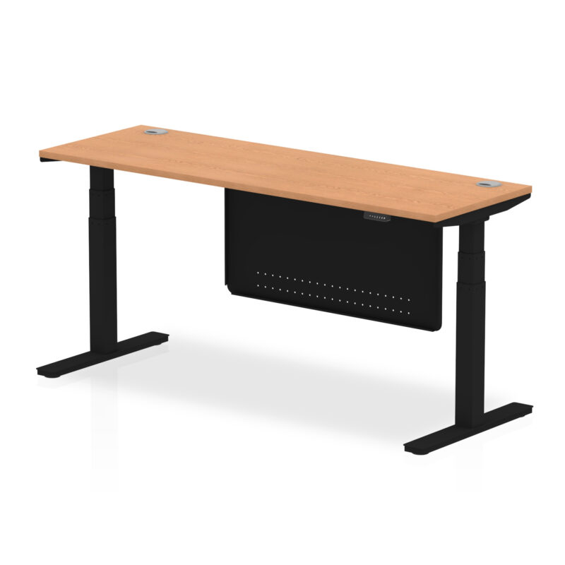 Brisk Height Adjustable Slimline Desk With Cable Ports With Steel Modesty Panel - Image 277