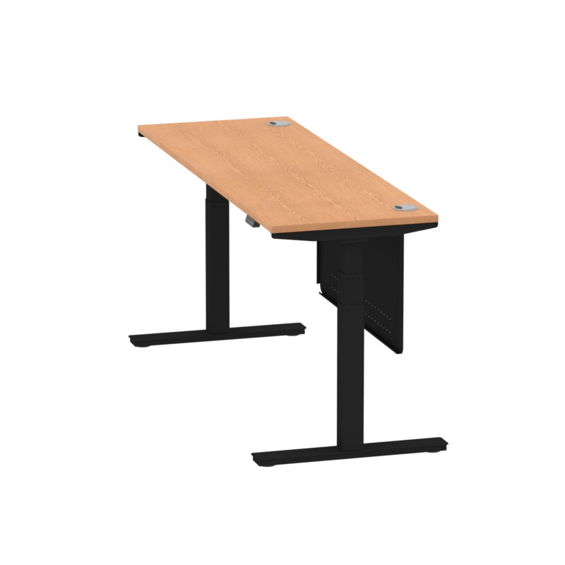Brisk Height Adjustable Slimline Desk With Cable Ports With Steel Modesty Panel - Image 278