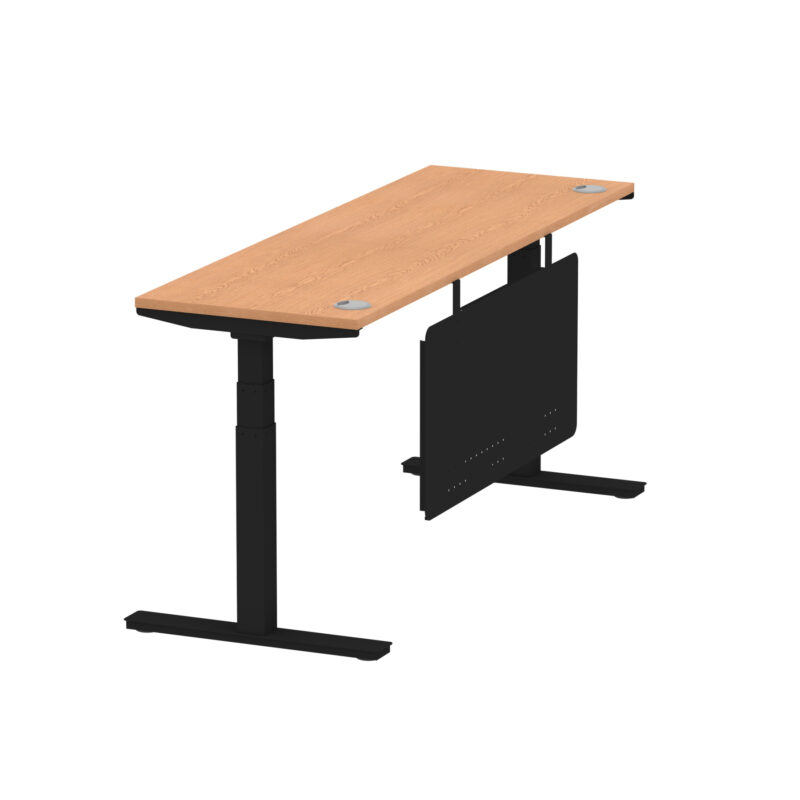 Brisk Height Adjustable Slimline Desk With Cable Ports With Steel Modesty Panel - Image 279