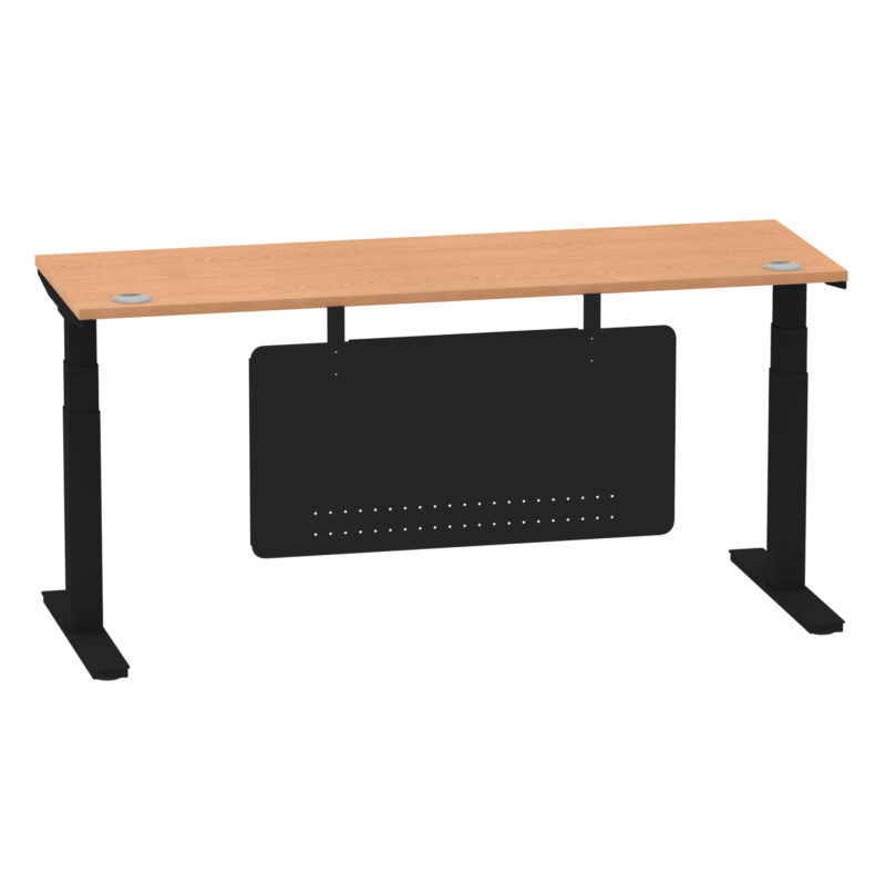Brisk Height Adjustable Slimline Desk With Cable Ports With Steel Modesty Panel - Image 280