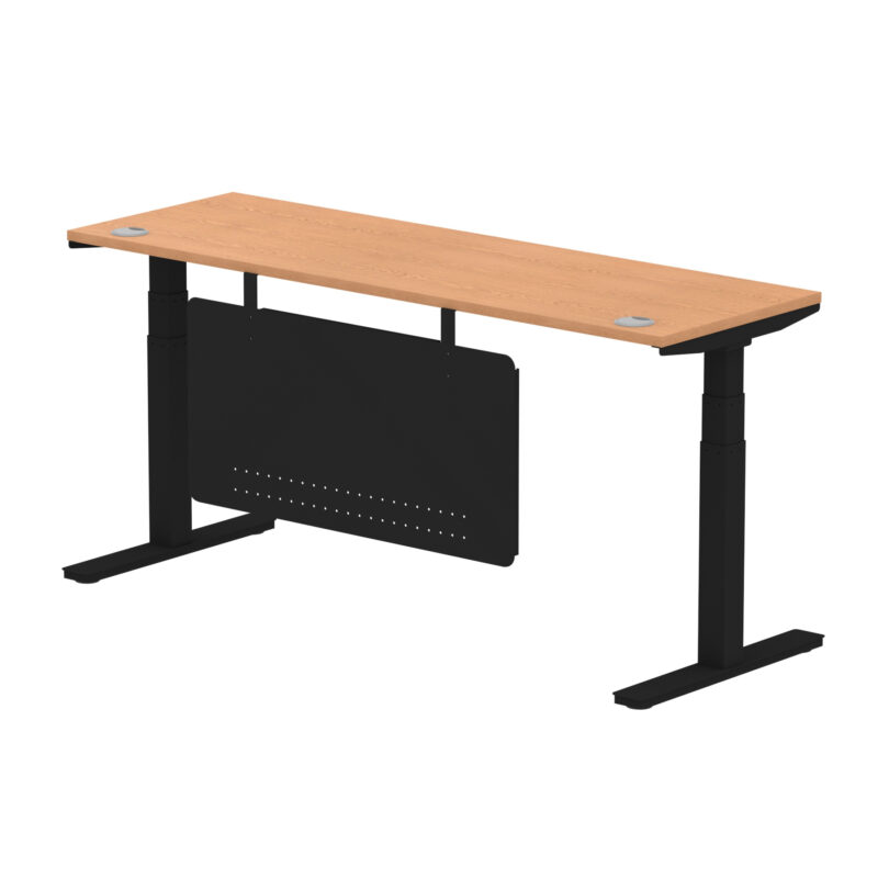 Brisk Height Adjustable Slimline Desk With Cable Ports With Steel Modesty Panel - Image 281
