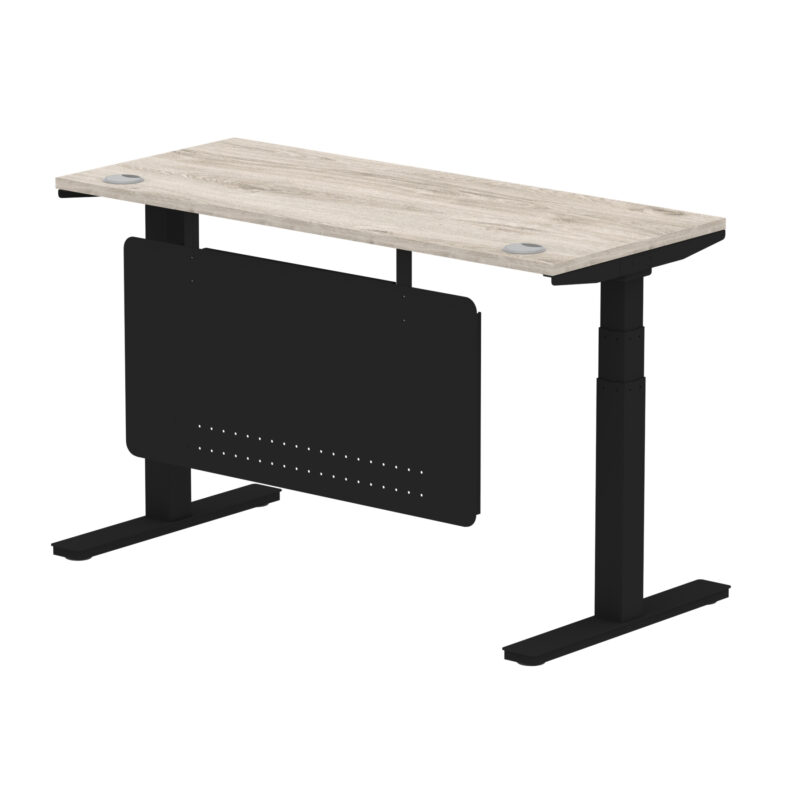 Brisk Height Adjustable Slimline Desk With Cable Ports With Steel Modesty Panel - Image 143