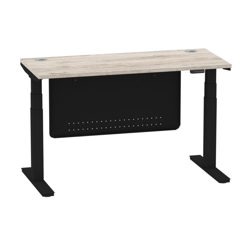 Brisk Height Adjustable Slimline Desk With Cable Ports With Steel Modesty Panel - Image 146