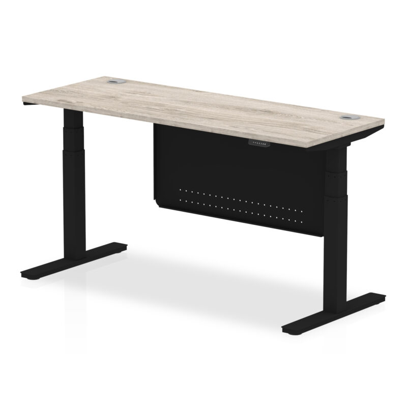 Brisk Height Adjustable Slimline Desk With Cable Ports With Steel Modesty Panel - Image 178