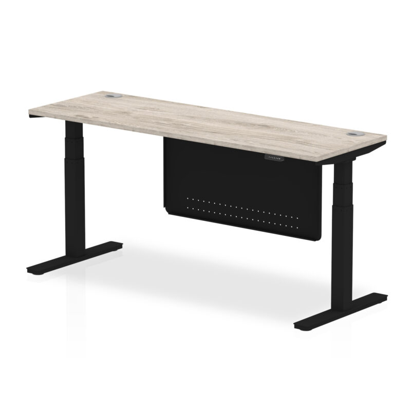 Brisk Height Adjustable Slimline Desk With Cable Ports With Steel Modesty Panel - Image 301
