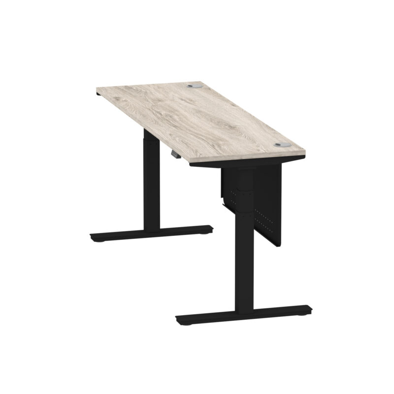 Brisk Height Adjustable Slimline Desk With Cable Ports With Steel Modesty Panel - Image 302