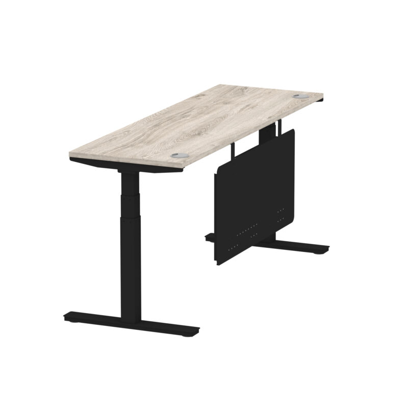 Brisk Height Adjustable Slimline Desk With Cable Ports With Steel Modesty Panel - Image 303