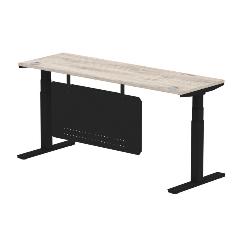 Brisk Height Adjustable Slimline Desk With Cable Ports With Steel Modesty Panel - Image 305