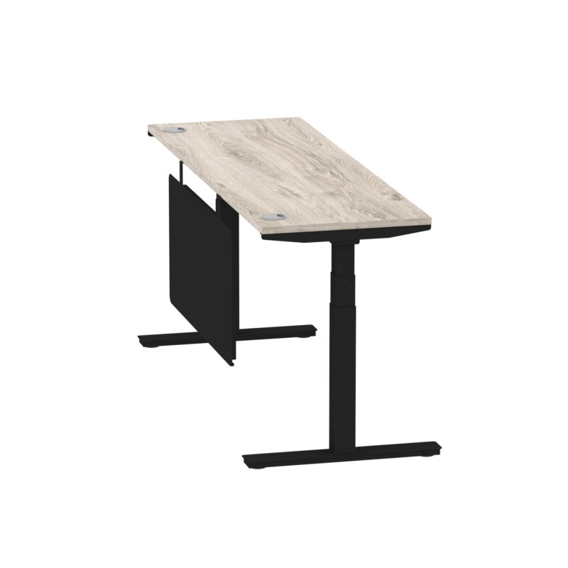 Brisk Height Adjustable Slimline Desk With Cable Ports With Steel Modesty Panel - Image 306