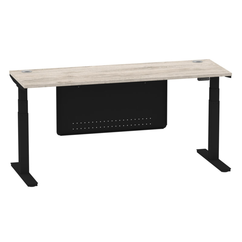 Brisk Height Adjustable Slimline Desk With Cable Ports With Steel Modesty Panel - Image 308