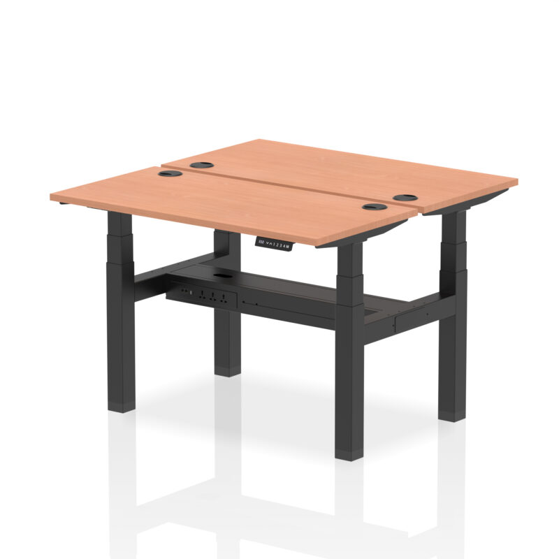 Brisk Back-to-Back Slimline Height Adjustable Bench Desk - 2 Person