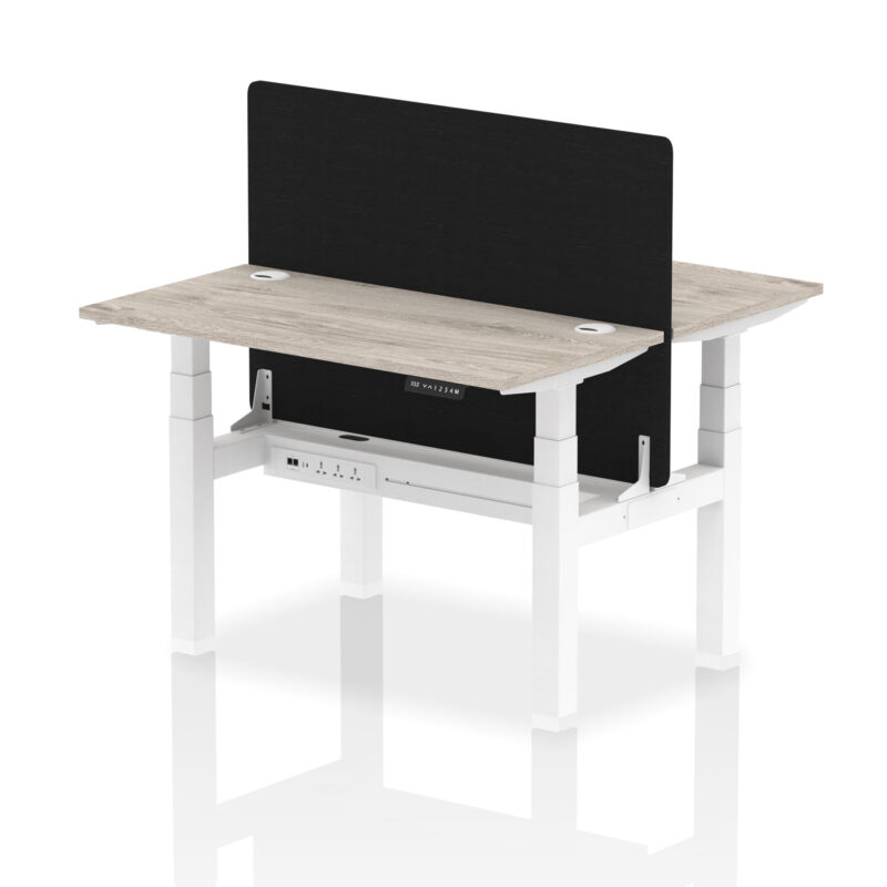 Brisk Back-to-Back Slimline Height Adjustable Bench Desk - 2 Person with Black Straight Screen - Image 9