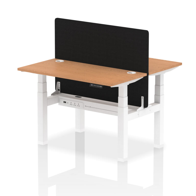 Brisk Back-to-Back Slimline Height Adjustable Bench Desk - 2 Person with Black Straight Screen - Image 15