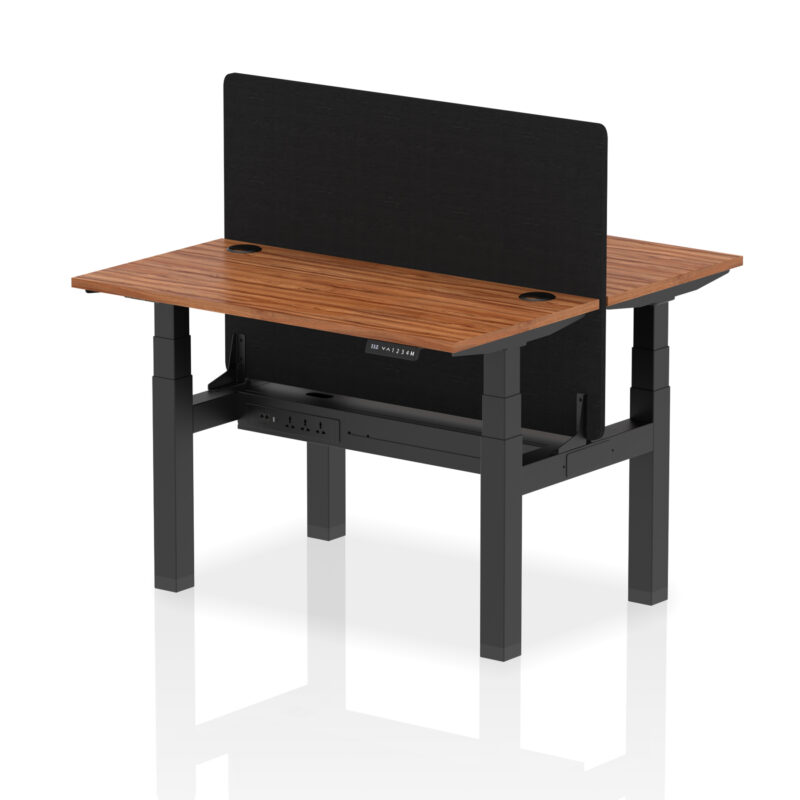 Brisk Back-to-Back Slimline Height Adjustable Bench Desk - 2 Person with Black Straight Screen - Image 16