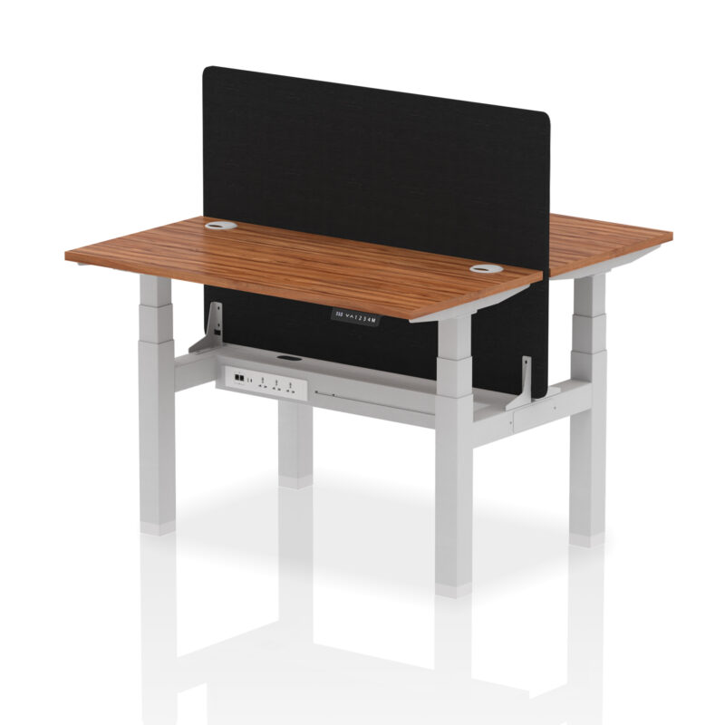 Brisk Back-to-Back Slimline Height Adjustable Bench Desk - 2 Person with Black Straight Screen - Image 17
