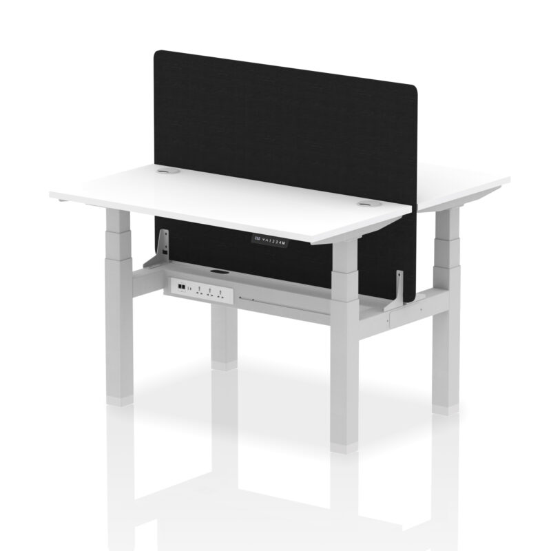 Brisk Back-to-Back Slimline Height Adjustable Bench Desk - 2 Person with Black Straight Screen - Image 20