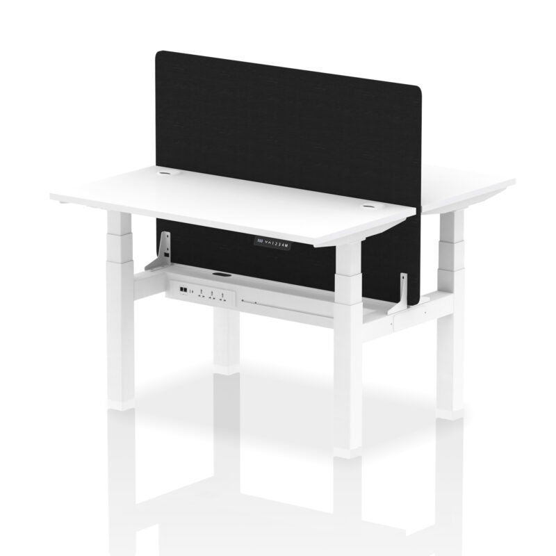 Brisk Back-to-Back Slimline Height Adjustable Bench Desk - 2 Person with Black Straight Screen - Image 21