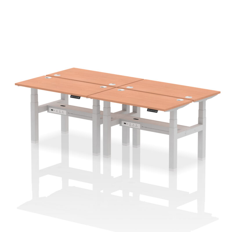 Brisk Back-to-Back Slimline Height Adjustable Bench Desk - 4 Person - Image 2