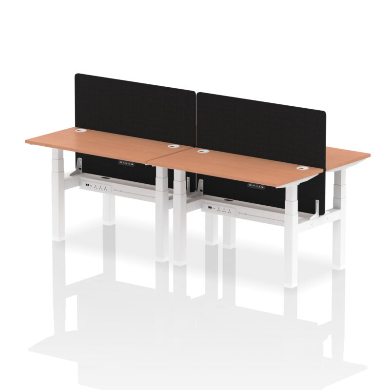 Brisk Back-to-Back Slimline Height Adjustable Bench Desk - 4 Person with Black Straight Screen - Image 3