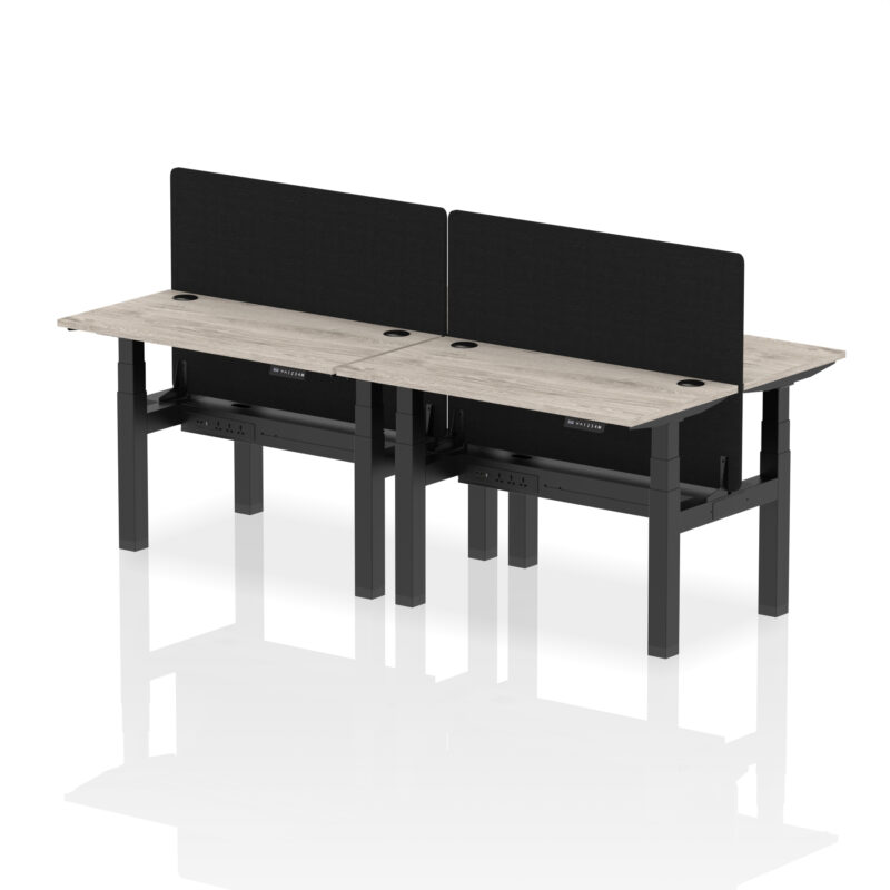 Brisk Back-to-Back Slimline Height Adjustable Bench Desk - 4 Person with Black Straight Screen - Image 7