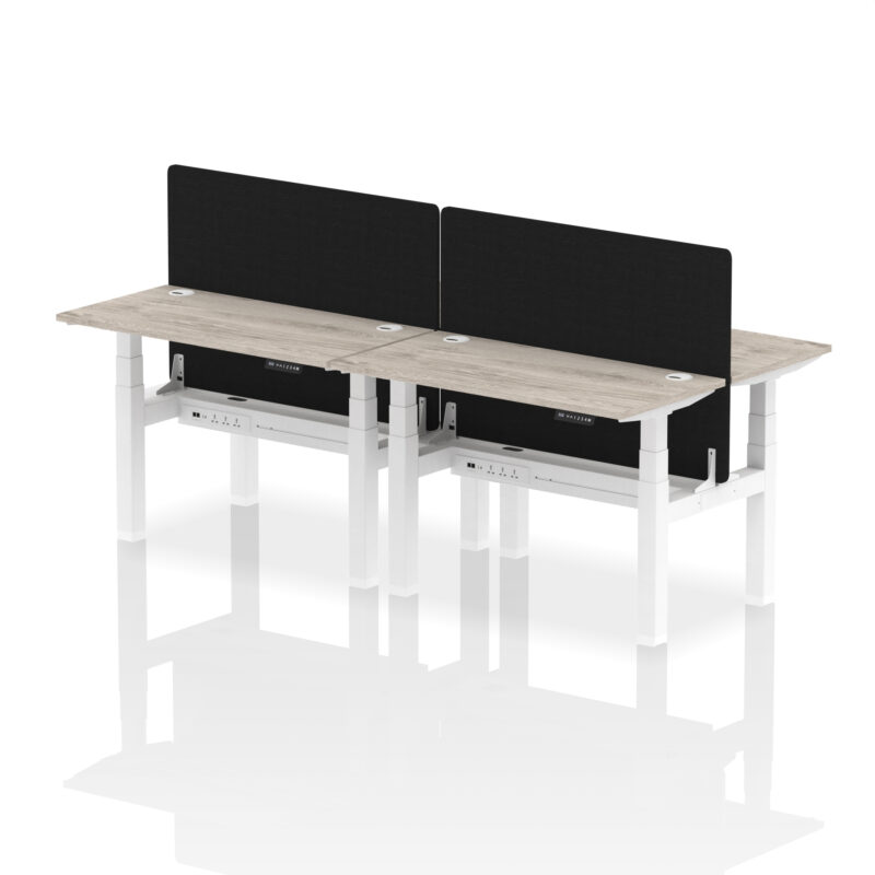 Brisk Back-to-Back Slimline Height Adjustable Bench Desk - 4 Person with Black Straight Screen - Image 9