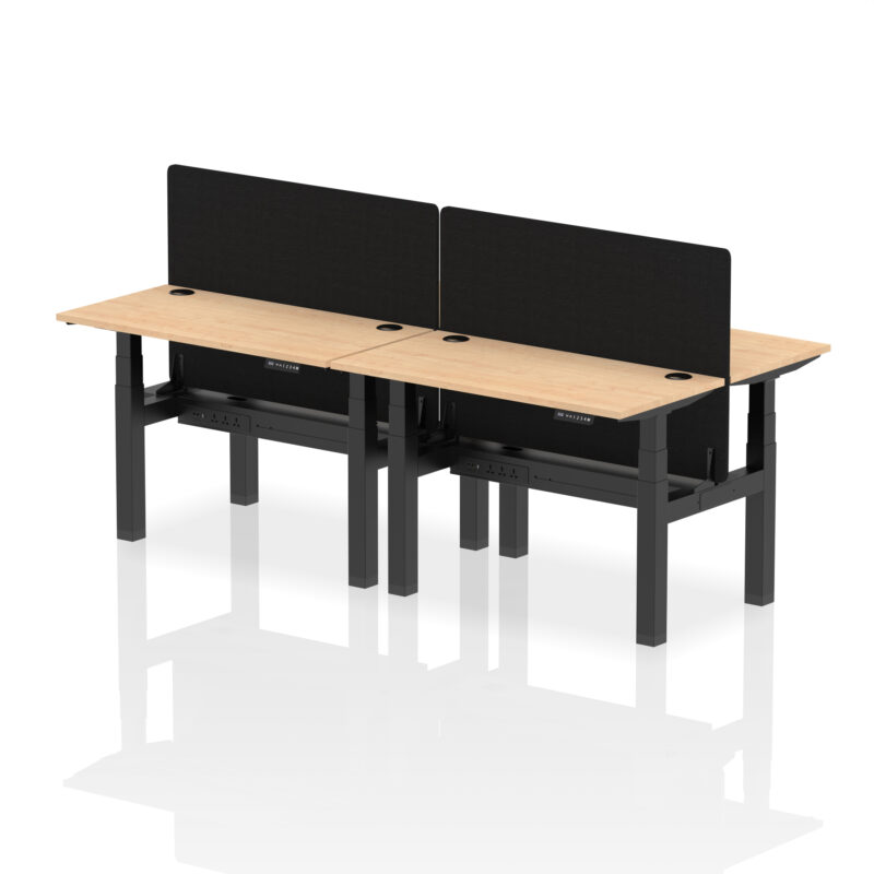Brisk Back-to-Back Slimline Height Adjustable Bench Desk - 4 Person with Black Straight Screen - Image 10