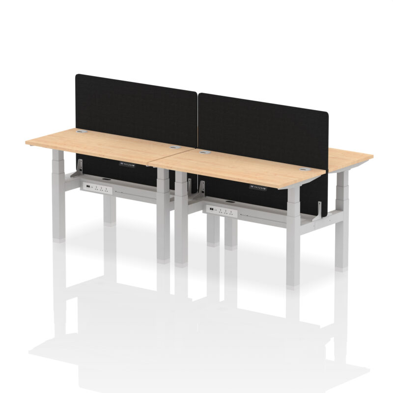 Brisk Back-to-Back Slimline Height Adjustable Bench Desk - 4 Person with Black Straight Screen - Image 11