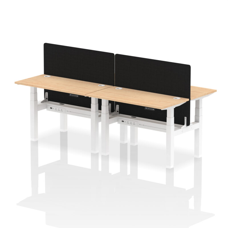 Brisk Back-to-Back Slimline Height Adjustable Bench Desk - 4 Person with Black Straight Screen - Image 12