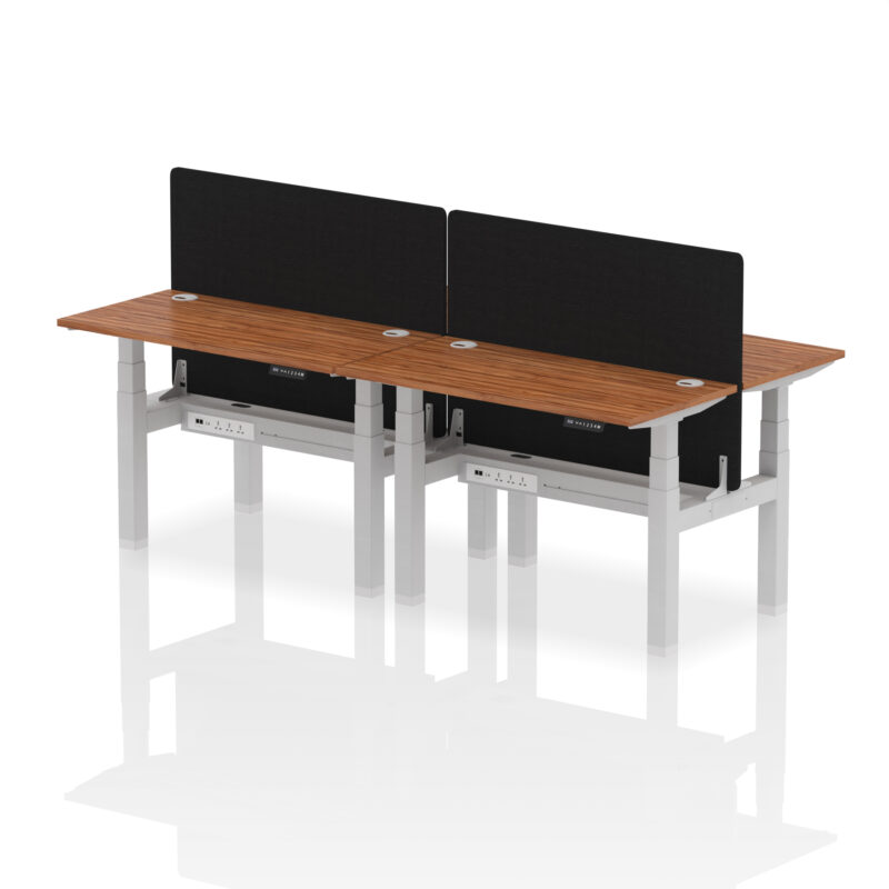 Brisk Back-to-Back Slimline Height Adjustable Bench Desk - 4 Person with Black Straight Screen - Image 17
