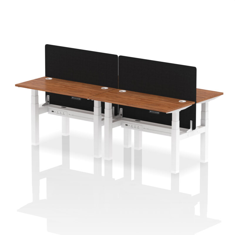 Brisk Back-to-Back Slimline Height Adjustable Bench Desk - 4 Person with Black Straight Screen - Image 18