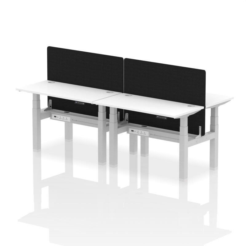 Brisk Back-to-Back Slimline Height Adjustable Bench Desk - 4 Person with Black Straight Screen - Image 20