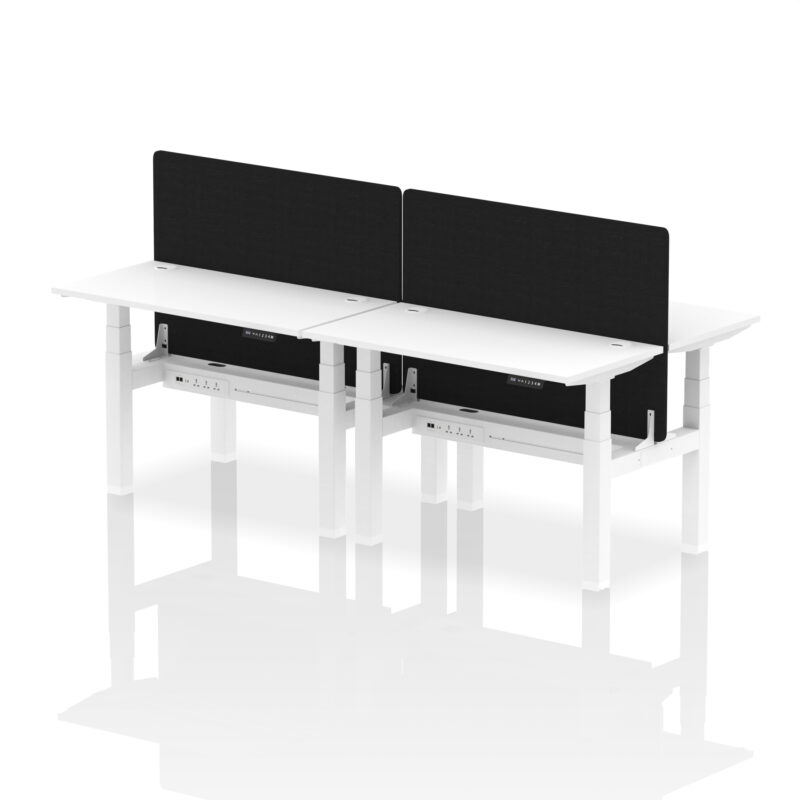 Brisk Back-to-Back Slimline Height Adjustable Bench Desk - 4 Person with Black Straight Screen - Image 21