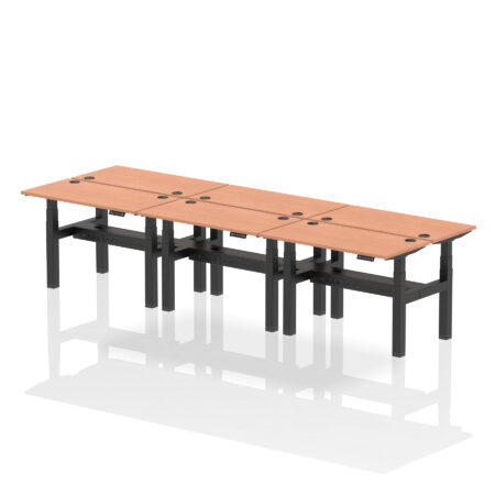 Brisk Back-to-Back Slimline Height Adjustable Bench Desk - 6 Person