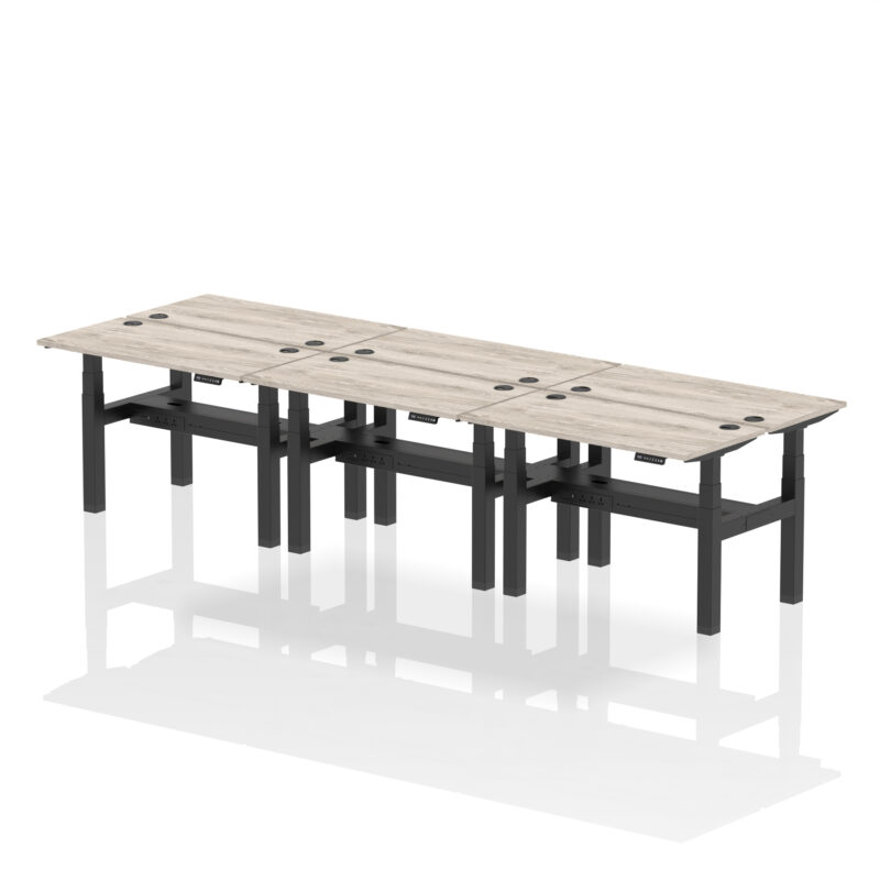 Brisk Back-to-Back Slimline Height Adjustable Bench Desk - 6 Person - Image 7