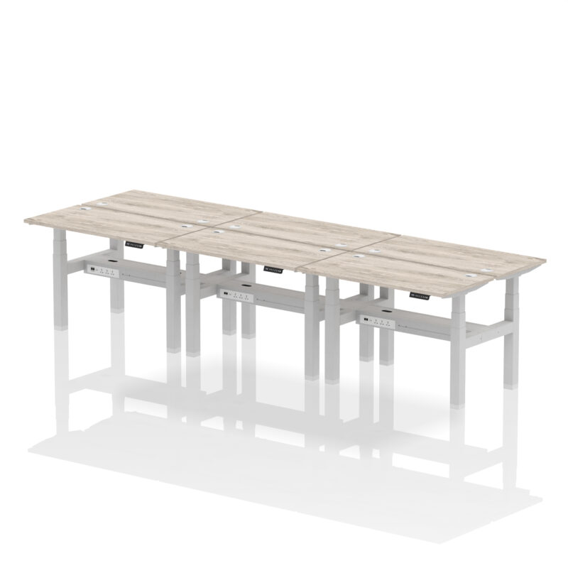 Brisk Back-to-Back Slimline Height Adjustable Bench Desk - 6 Person - Image 8