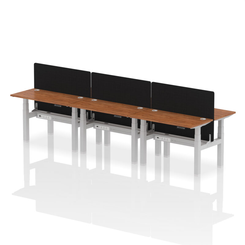 Brisk Back-to-Back Slimline Height Adjustable Bench Desk - 6 Person with Black Straight Screen - Image 17