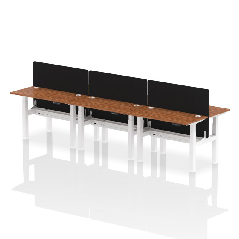 Brisk Back-to-Back Slimline Height Adjustable Bench Desk - 6 Person with Black Straight Screen - Image 18
