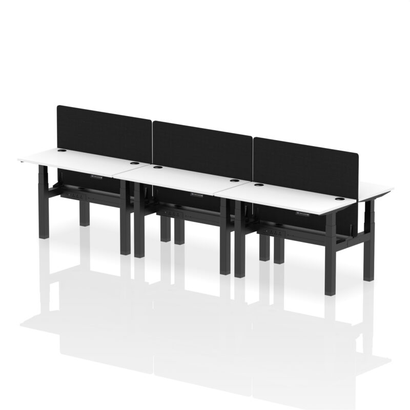 Brisk Back-to-Back Slimline Height Adjustable Bench Desk - 6 Person with Black Straight Screen - Image 19