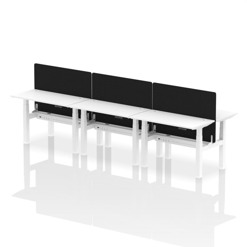 Brisk Back-to-Back Slimline Height Adjustable Bench Desk - 6 Person with Black Straight Screen - Image 21