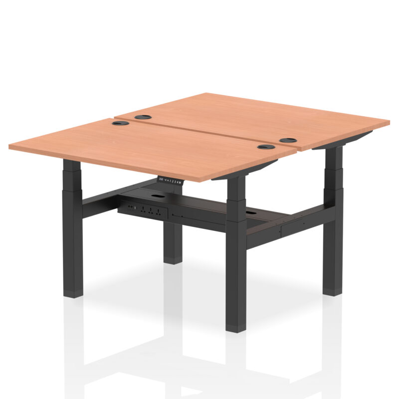 Brisk Back-to-Back Height Adjustable Bench Desk - 2 Person