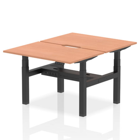 Brisk Back-to-Back Scalloped Edge Height Adjustable Bench Desk - 2 Person