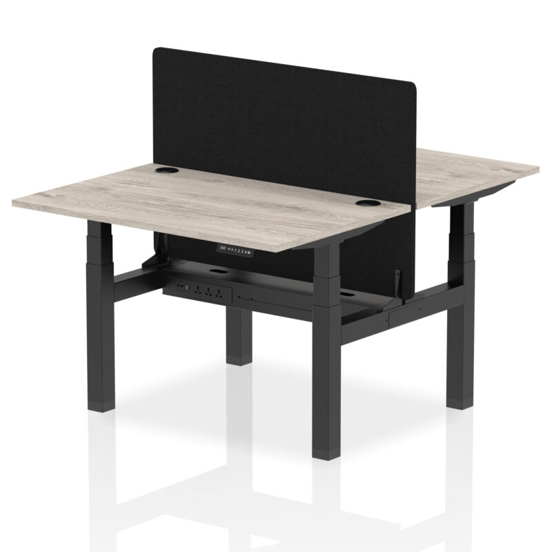 Brisk Back-to-Back Height Adjustable Bench Desk - 2 Person with Black Straight Screen - Image 7