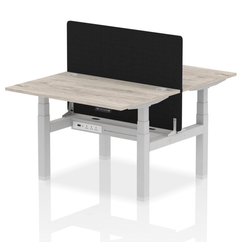 Brisk Back-to-Back Height Adjustable Bench Desk - 2 Person with Black Straight Screen - Image 8