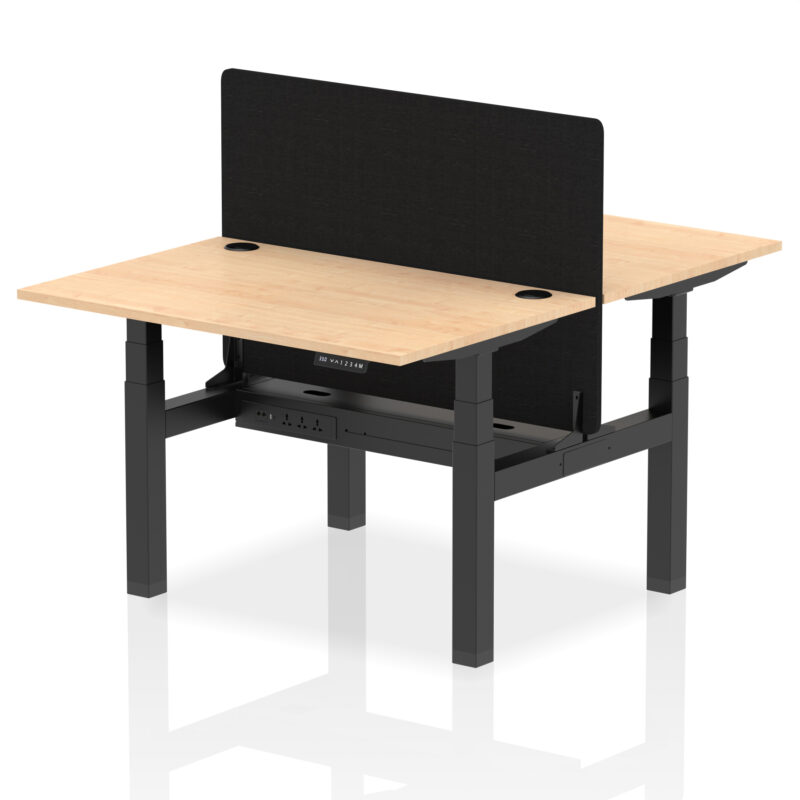 Brisk Back-to-Back Height Adjustable Bench Desk - 2 Person with Black Straight Screen - Image 10
