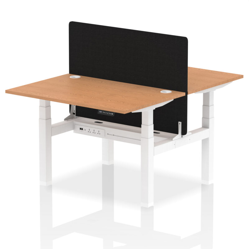 Brisk Back-to-Back Height Adjustable Bench Desk - 2 Person with Black Straight Screen - Image 15