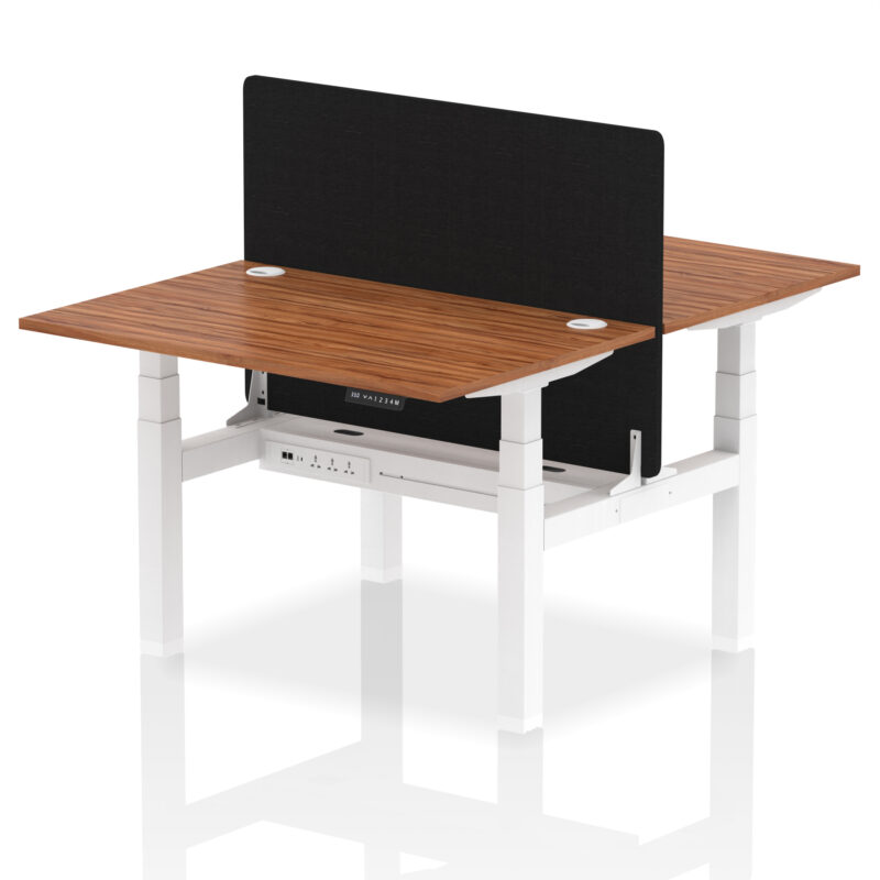 Brisk Back-to-Back Height Adjustable Bench Desk - 2 Person with Black Straight Screen - Image 18
